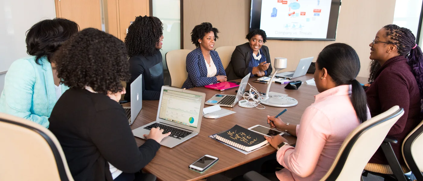 Professionals participating in a business meeting